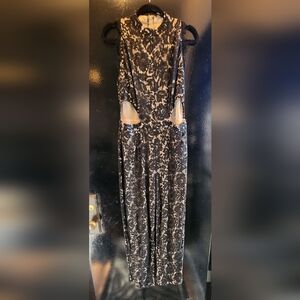 Missguided Black and Cream Lace Jumpsuit